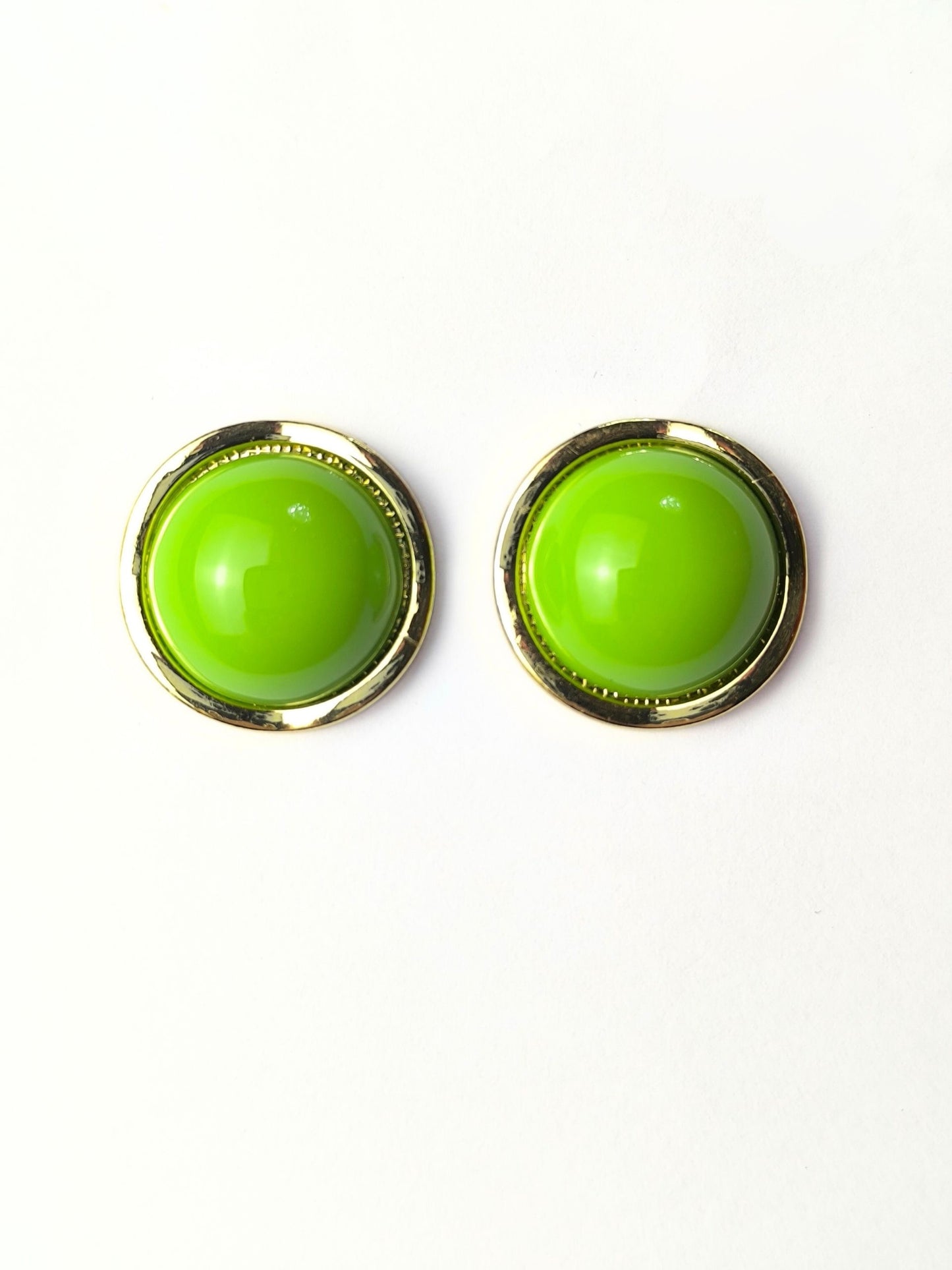 Deadstock Lime Gloss Domes Earrings