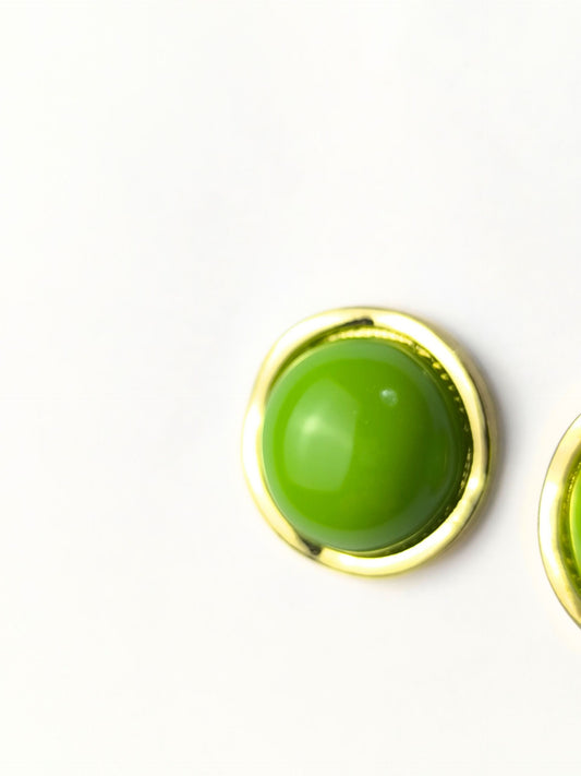 Deadstock Lime Gloss Domes Earrings
