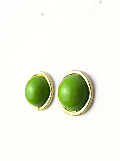 Deadstock Lime Gloss Domes Earrings