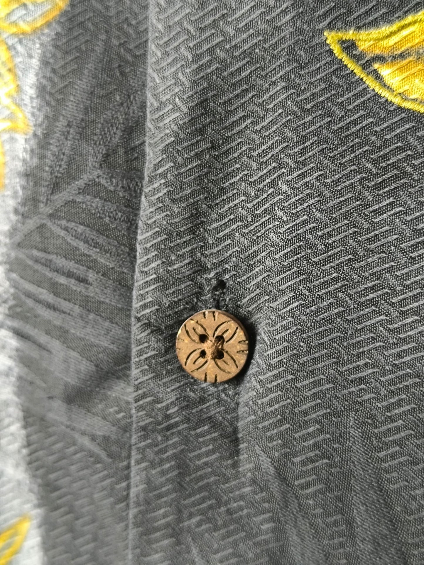 Tommy Bahama 100% Silk Hawaiian Shirt – Black & Yellow Floral Print