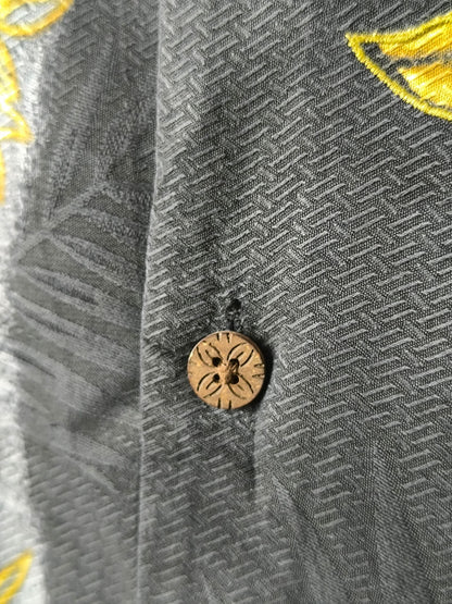 Tommy Bahama 100% Silk Hawaiian Shirt – Black & Yellow Floral Print