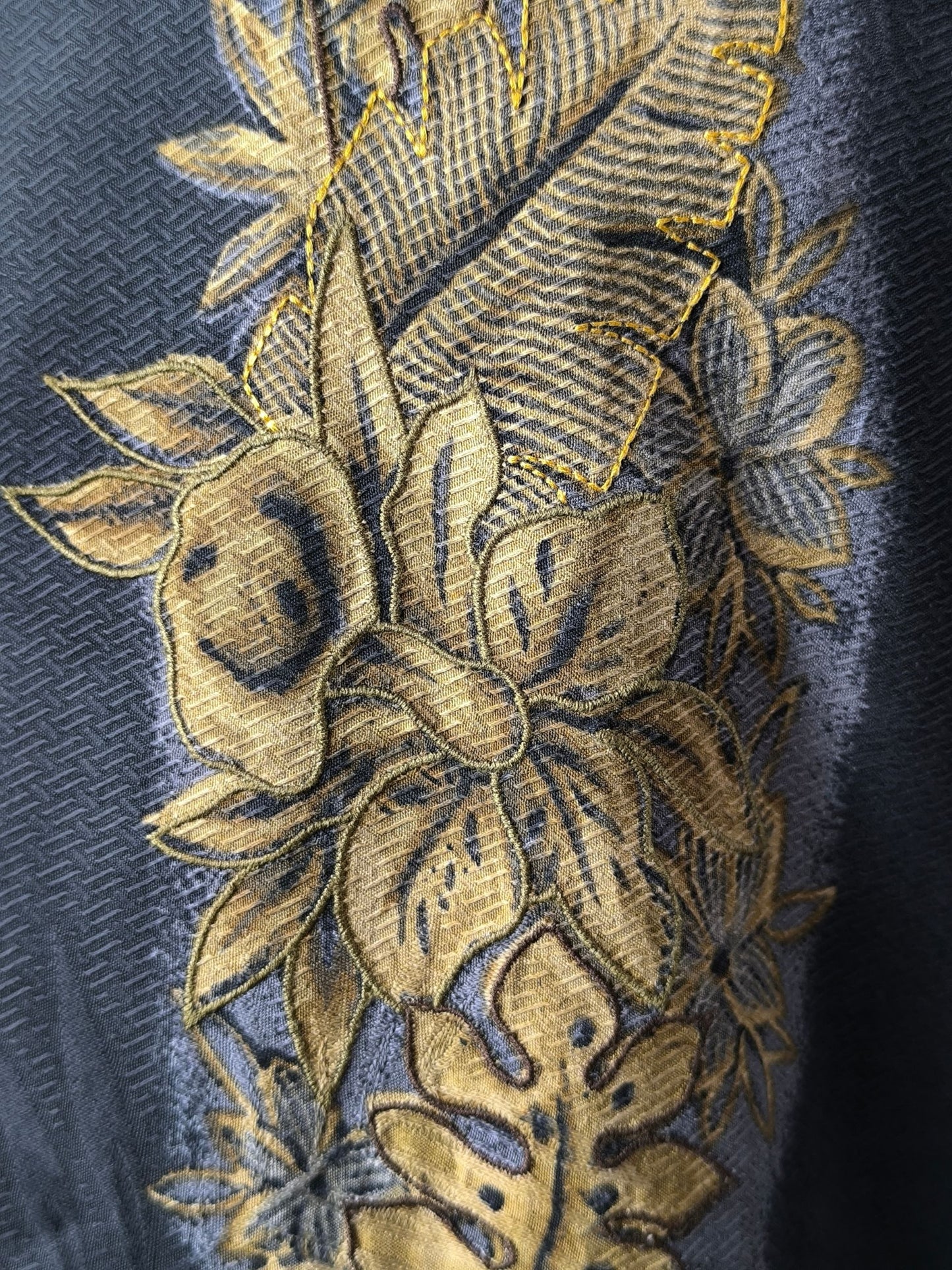 Tommy Bahama 100% Silk Hawaiian Shirt – Black & Yellow Floral Print