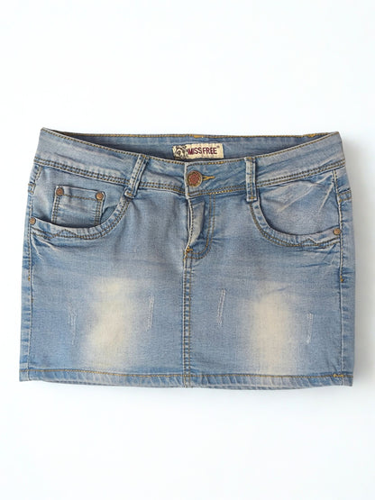 Y2K “Miss Free” Embellished Denim Mini Skirt