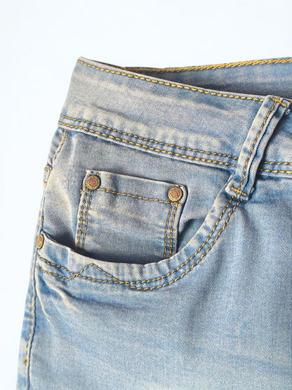 Y2K “Miss Free” Embellished Denim Mini Skirt