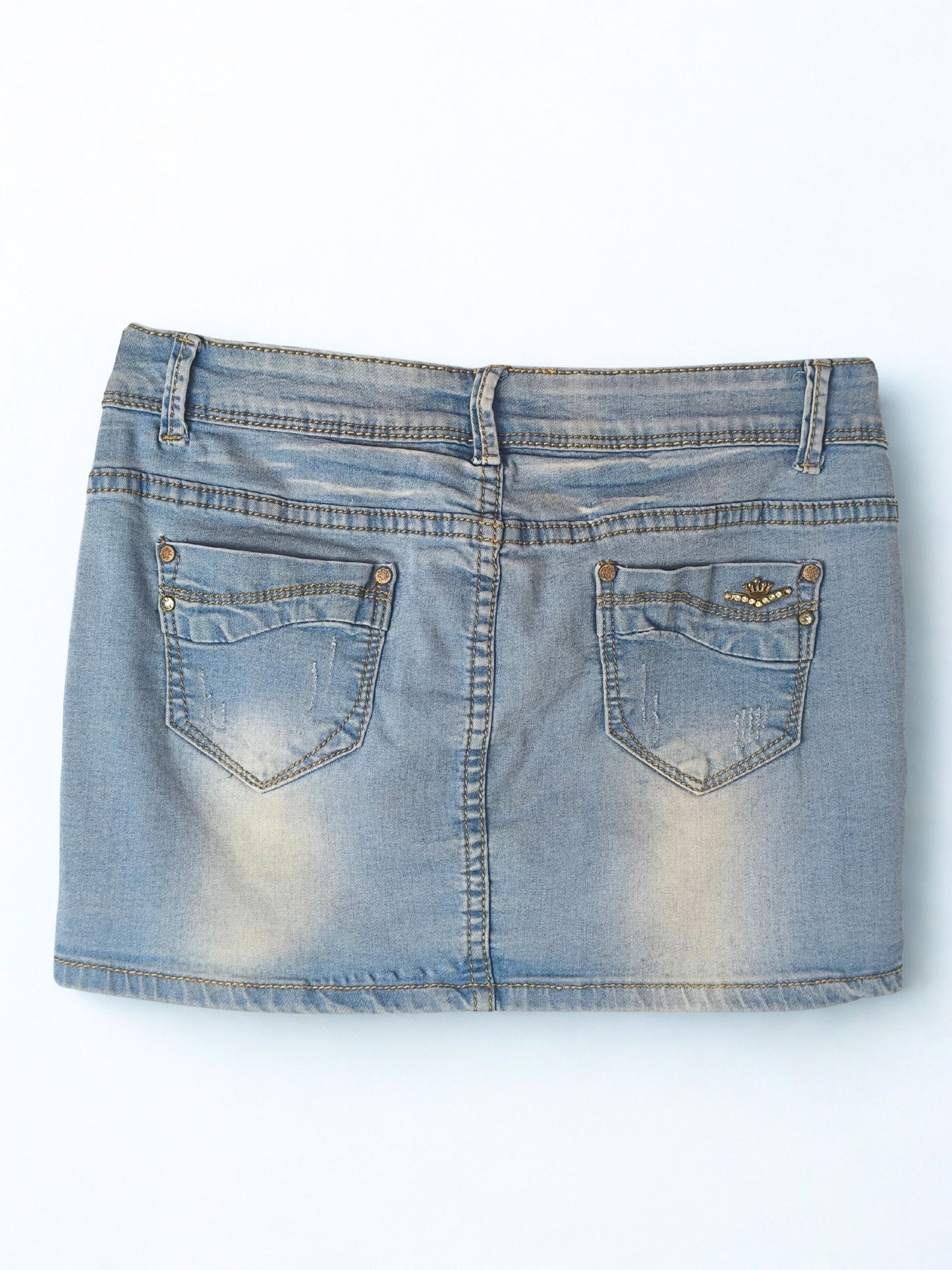 Y2K “Miss Free” Embellished Denim Mini Skirt