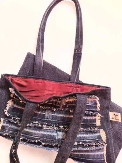 Upcycled Denim Tote Bag "Melia & the Cuckoo"