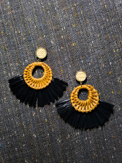Deadstock Boho Wicker & Raffia Statement Earrings