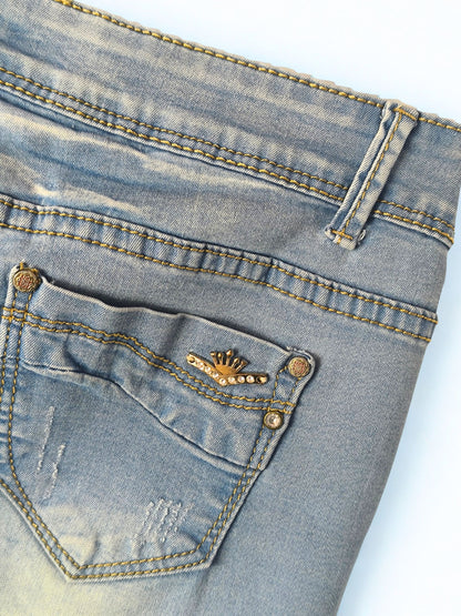 Y2K “Miss Free” Embellished Denim Mini Skirt