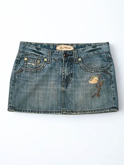 Y2K Low Rise Mini Denim Skirt - "URBAN JEANS"