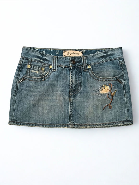 Y2K Low Rise Mini Denim Skirt - "URBAN JEANS"