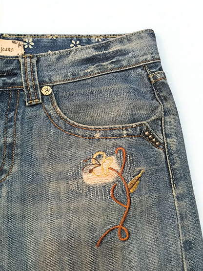 Y2K Low Rise Mini Denim Skirt - "URBAN JEANS"