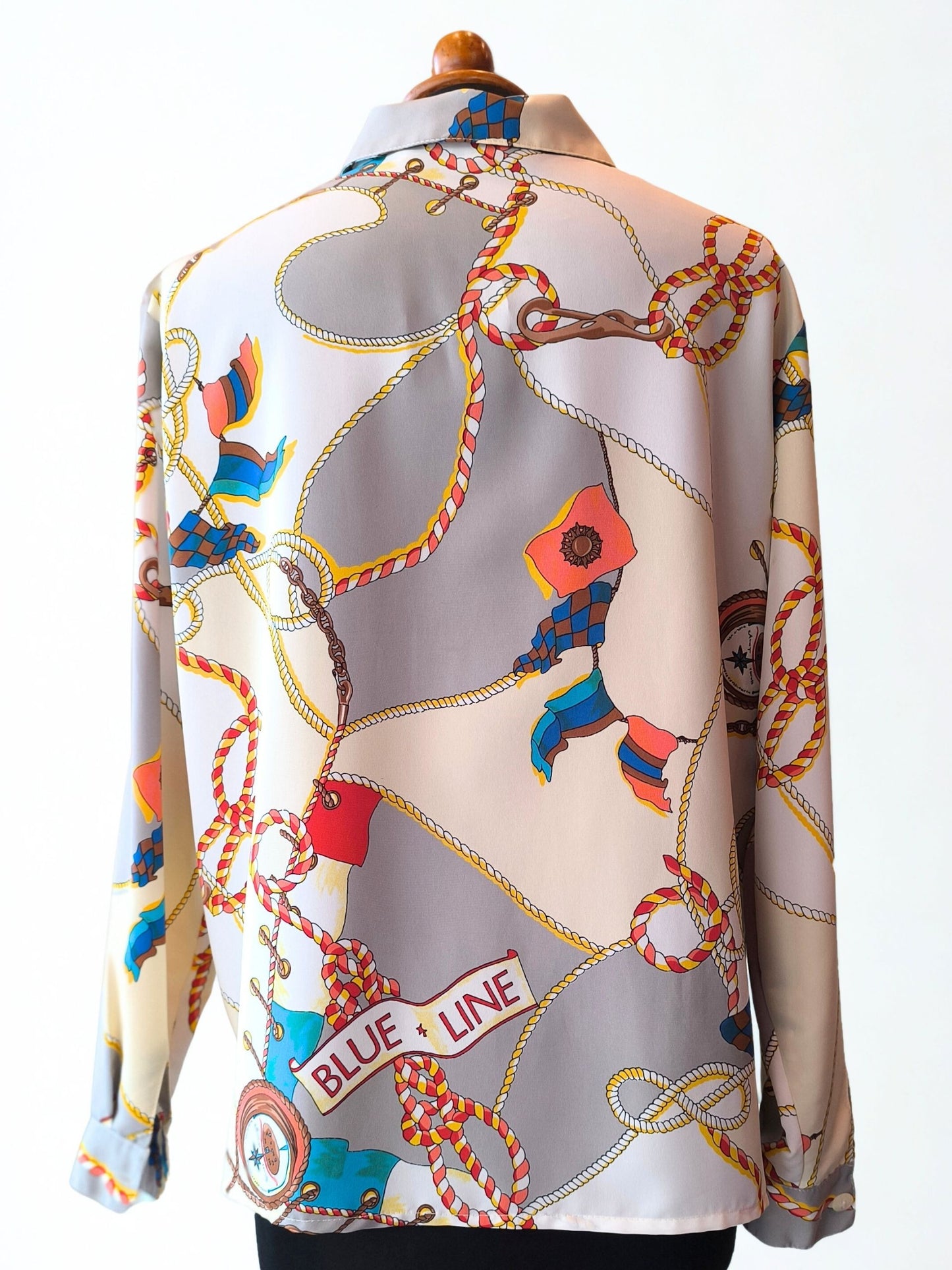 Vintage Nautical Print Shirt by Green House – Rope & Flag Motif