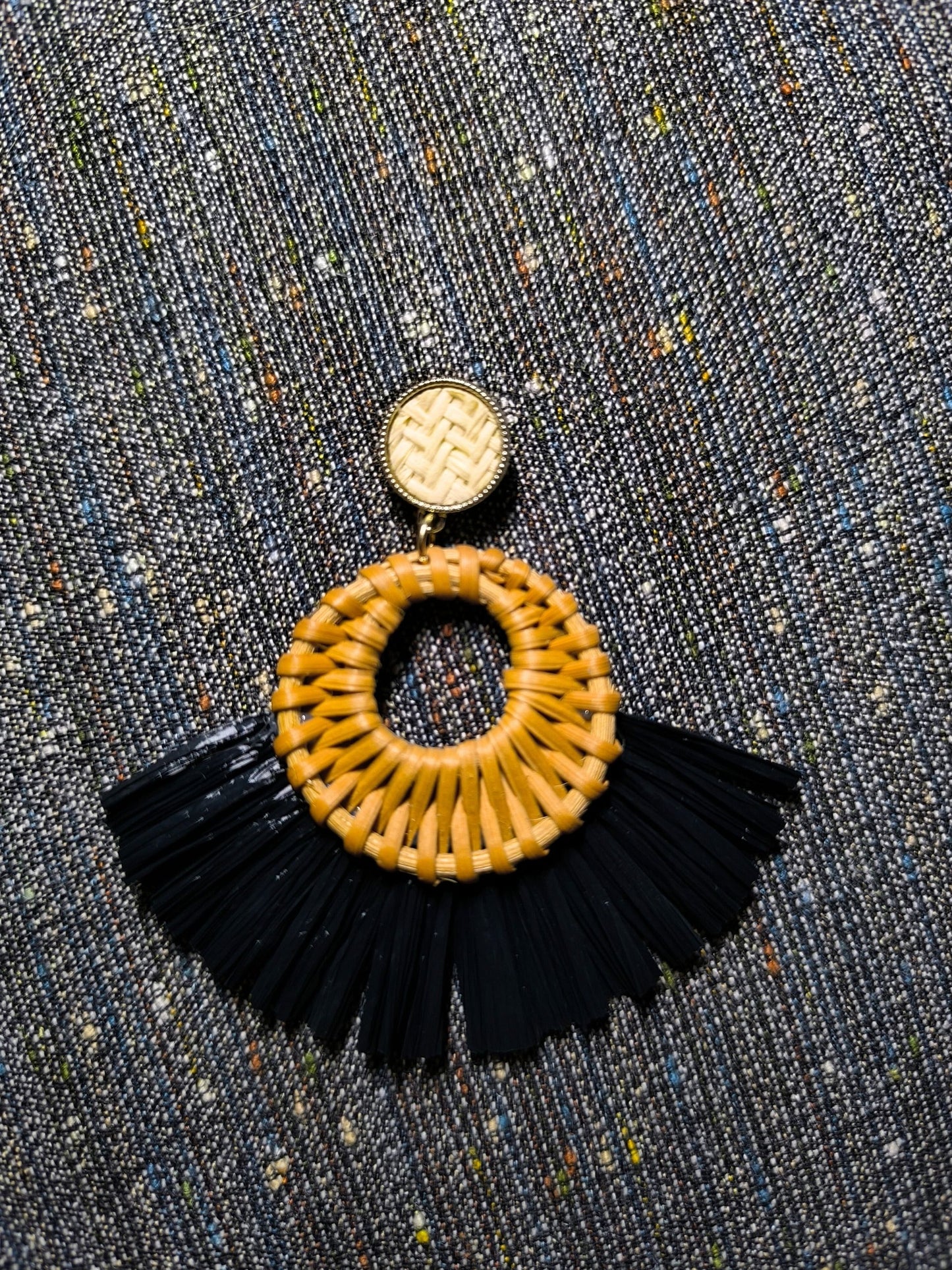 Deadstock Boho Wicker & Raffia Statement Earrings