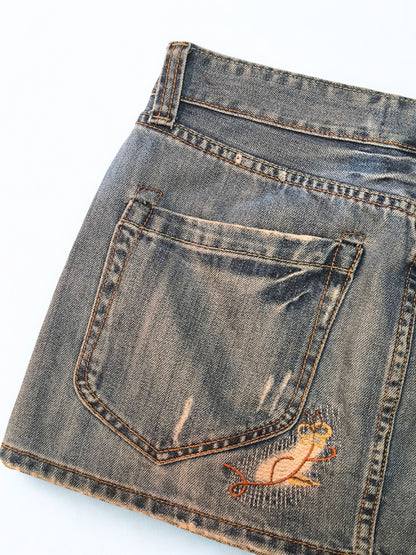 Y2K Low Rise Mini Denim Skirt - "URBAN JEANS"