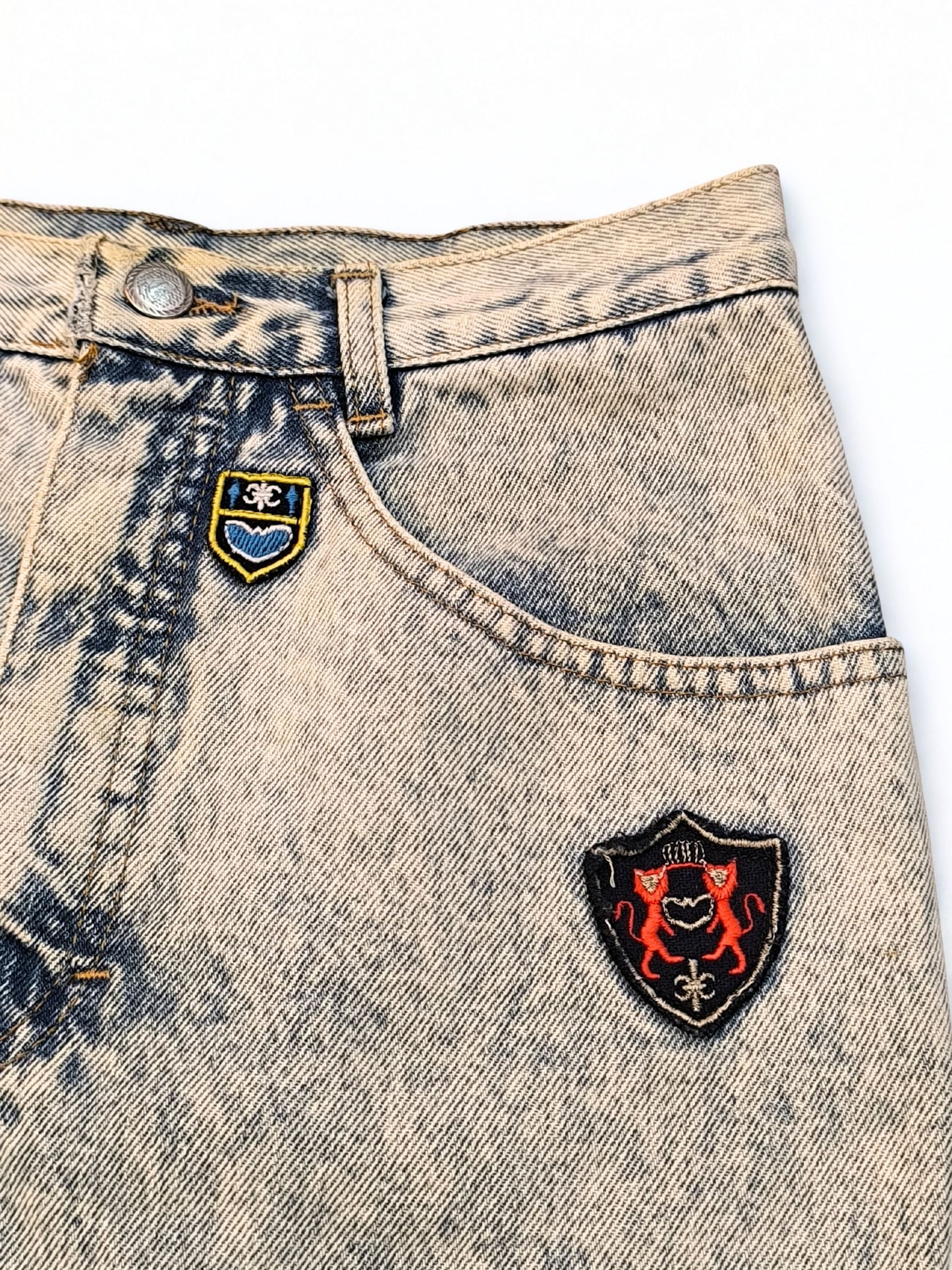 Vintage 80s-90s High Rise Acid Wash Denim Skirt "POP84"