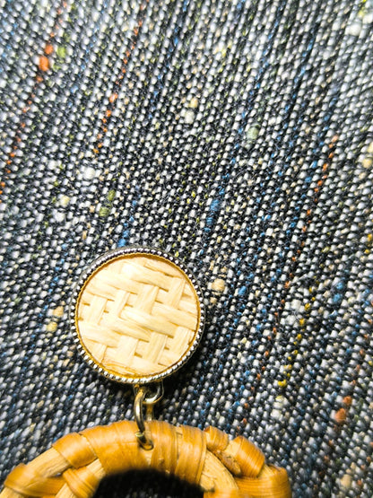 Deadstock Boho Wicker & Raffia Statement Earrings