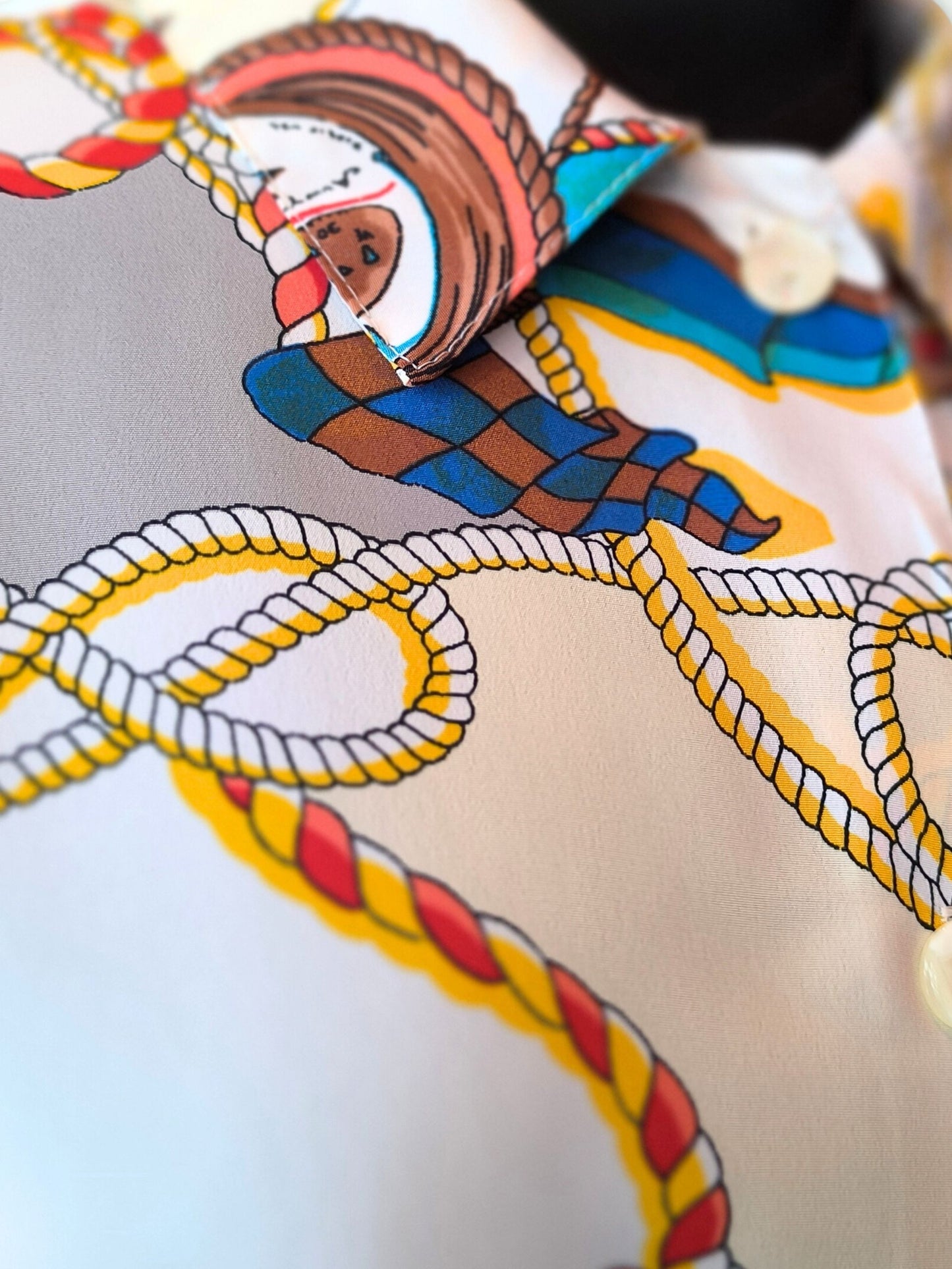 Vintage Nautical Print Shirt by Green House – Rope & Flag Motif