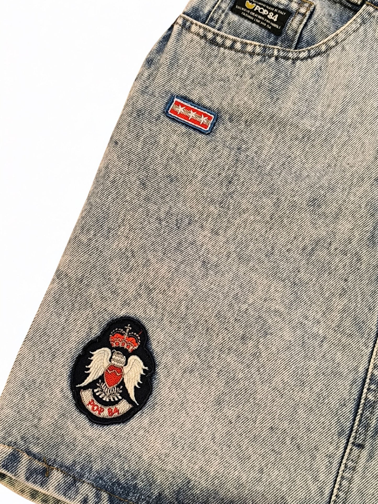 Vintage 80s-90s High Rise Acid Wash Denim Skirt "POP84"