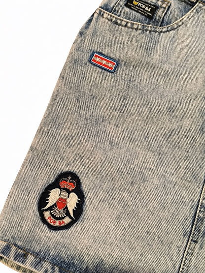 Vintage 80s-90s High Rise Acid Wash Denim Skirt "POP84"
