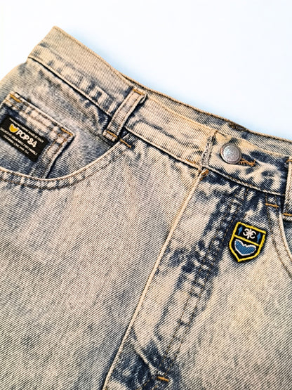 Vintage 80s-90s High Rise Acid Wash Denim Skirt "POP84"