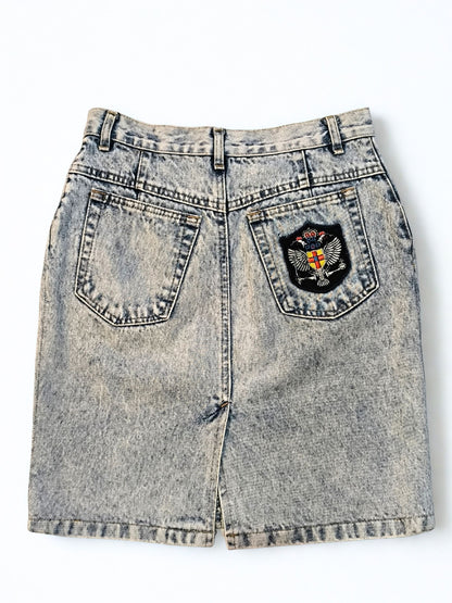 Vintage 80s-90s High Rise Acid Wash Denim Skirt "POP84"