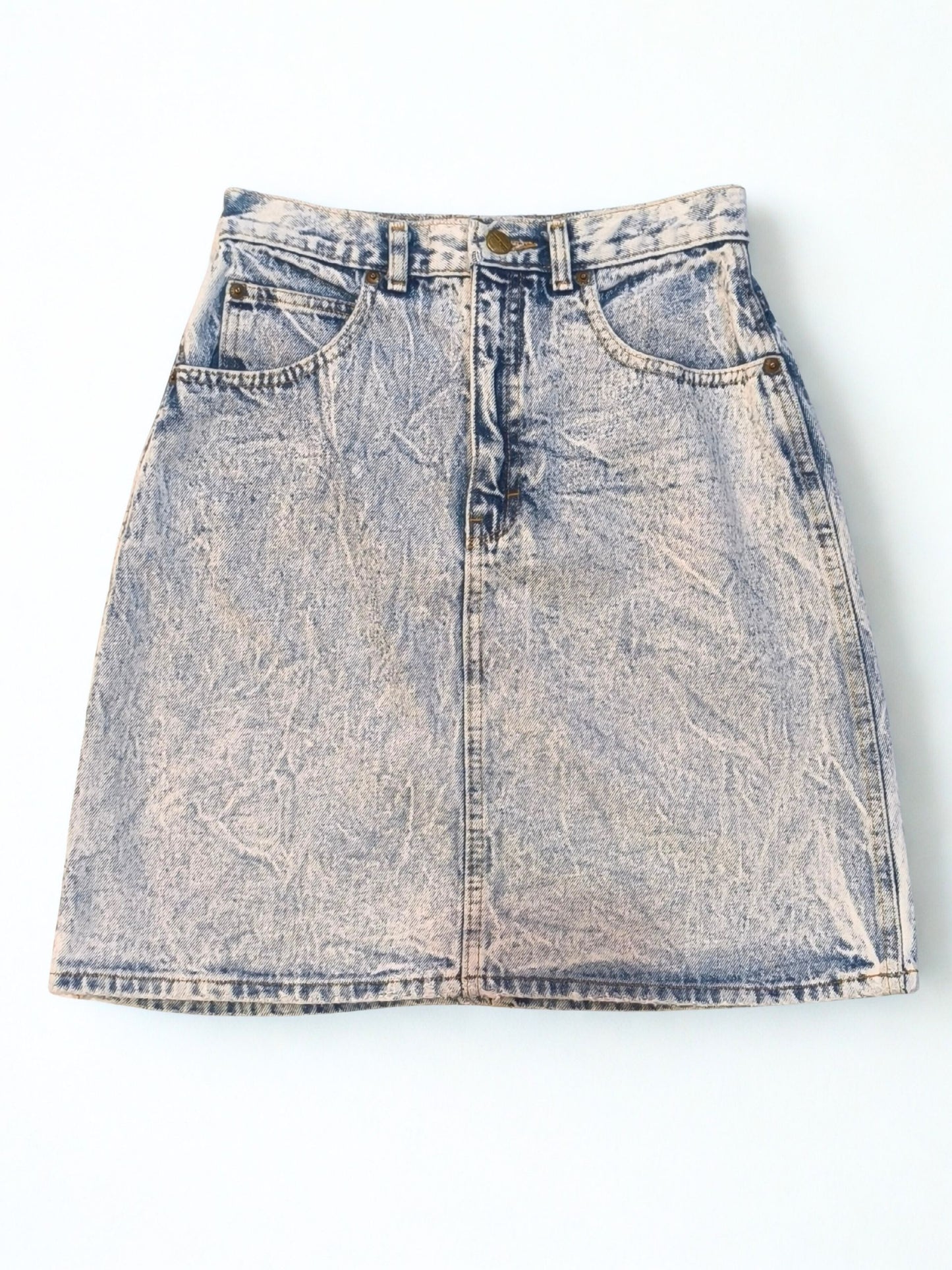 Vintage 80s-90s High Rise Acid Wash Denim Skirt "PALMETTO'S"