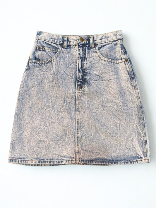 Vintage 80s-90s High Rise Acid Wash Denim Skirt "PALMETTO'S"
