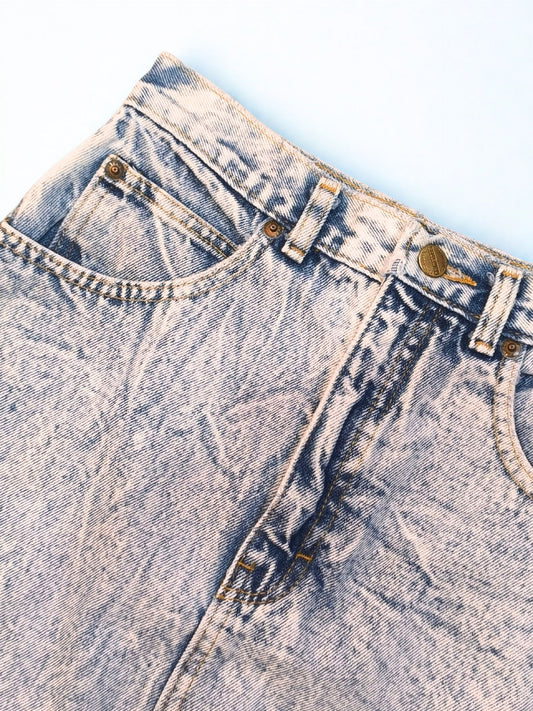 Vintage 80s-90s High Rise Acid Wash Denim Skirt "PALMETTO'S"