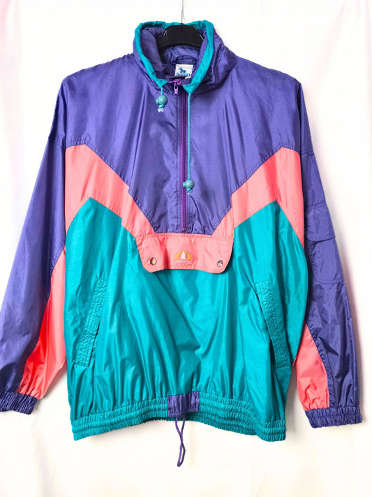 Vintage Colorblock Windbreaker Anorak by C&A Rodeo – Packable with Hidden Hood (Size 42)