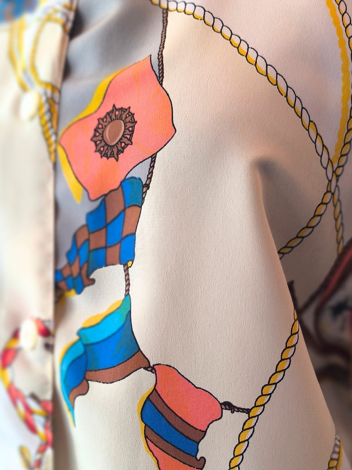 Vintage Nautical Print Shirt by Green House – Rope & Flag Motif