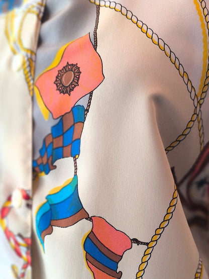 Vintage Nautical Print Shirt by Green House – Rope & Flag Motif