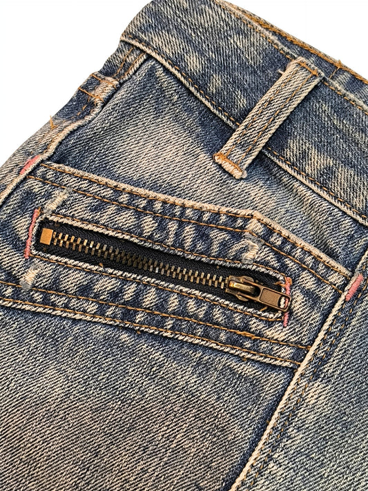 Y2K Low Rise Mini Denim Skirt "REVIEW Never Established"