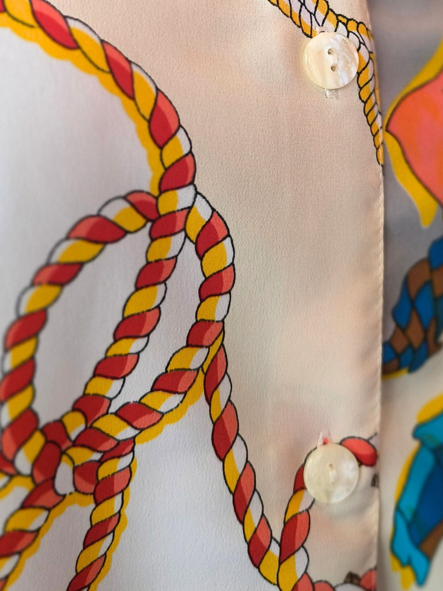 Vintage Nautical Print Shirt by Green House – Rope & Flag Motif