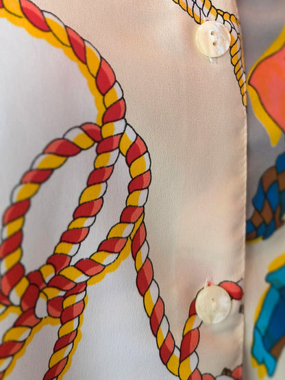 Vintage Nautical Print Shirt by Green House – Rope & Flag Motif