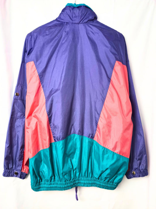 Vintage Colorblock Windbreaker Anorak by C&A Rodeo – Packable with Hidden Hood (Size 42)