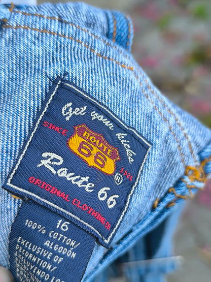 Unisex Vintage Denim Overall Shorts "Route 66" | 90s Coolness Reloaded