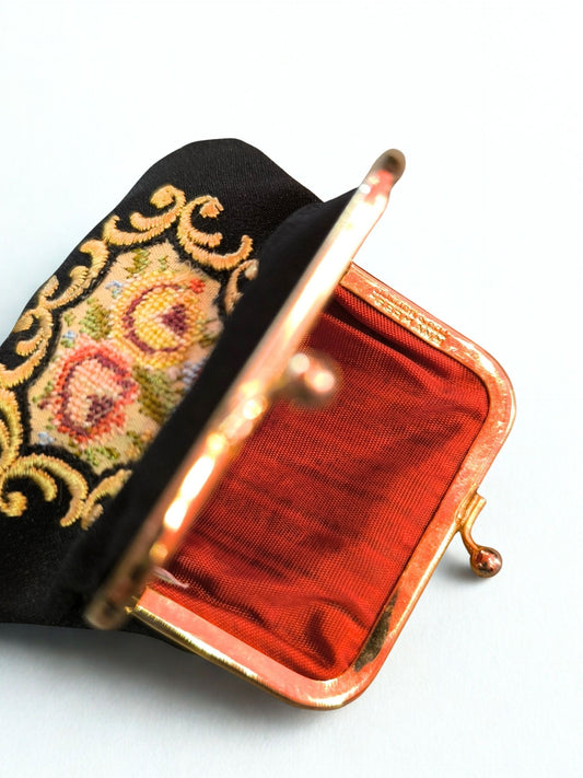 Vintage Floral Tapestry Coin Purse – Made in Germany