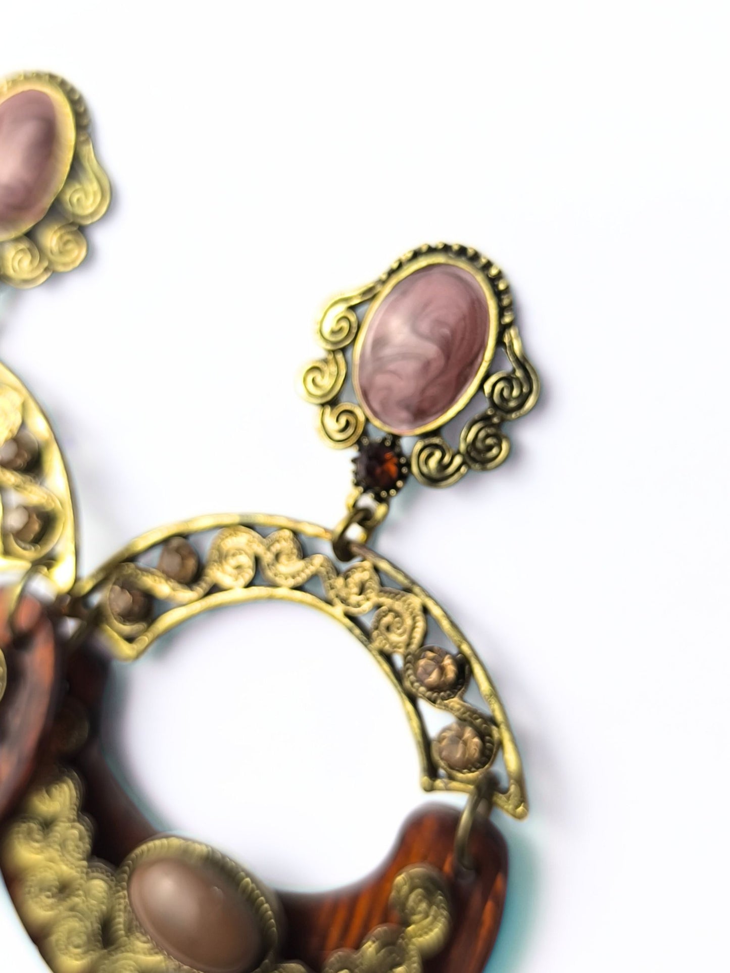 Deadstock Statement Earrings with Filigree & Faux Stones