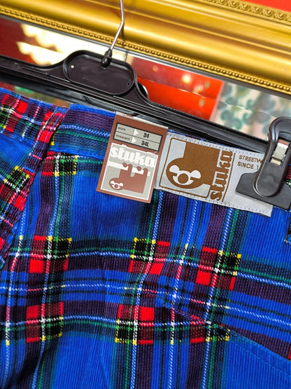 Deadstock STUKA Y2K Wide Leg / Baggy Tartan Corduroy Cargo Pants
90s – Early 2000s Original Streetwear