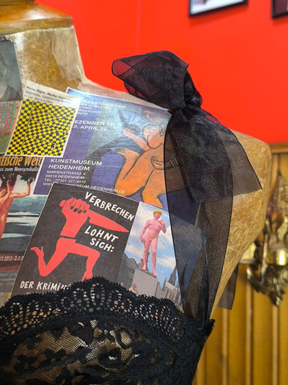 Y2K Black Sheer Lace Corset Top with Ribbon Straps