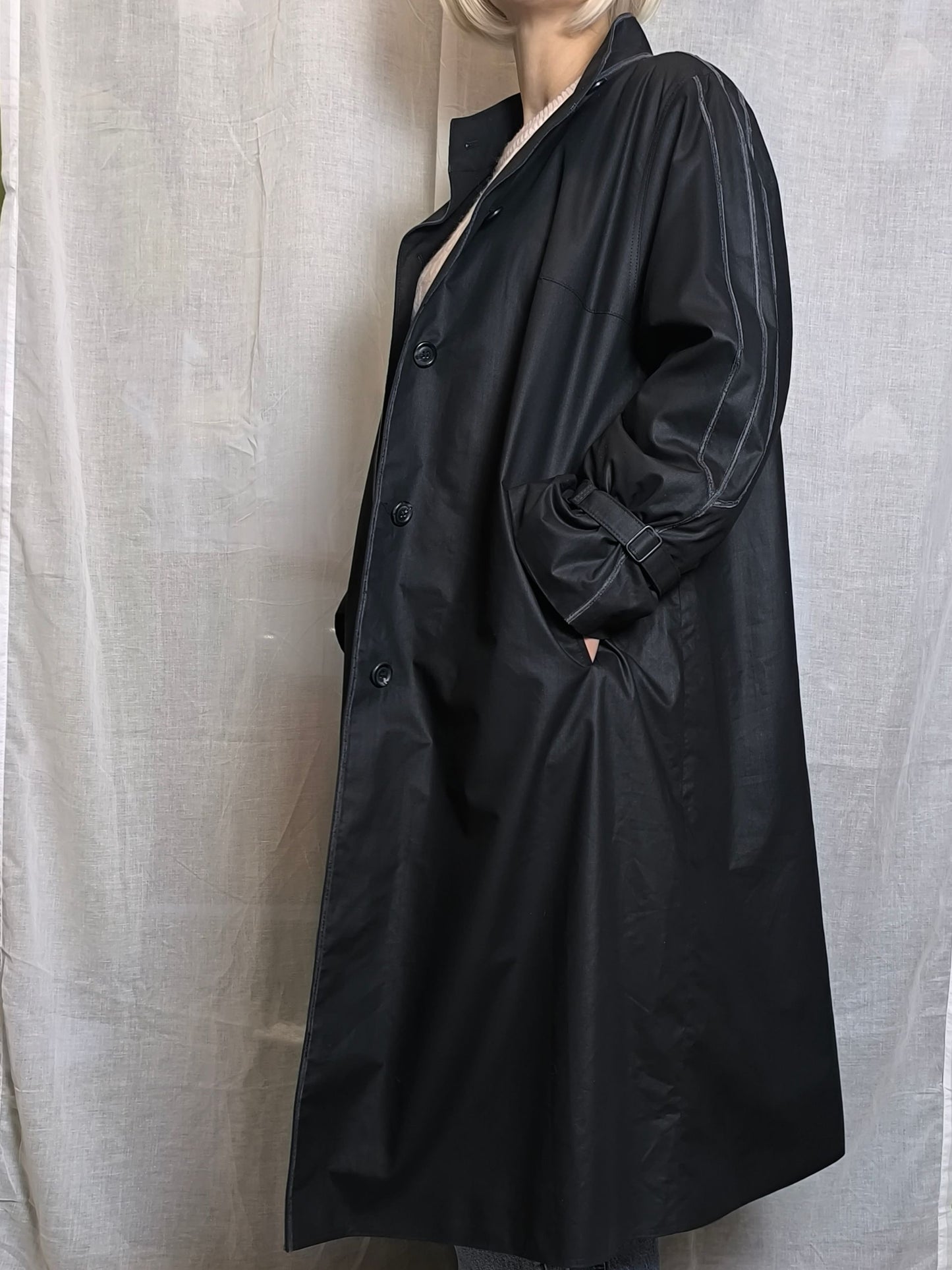 Vintage "Creation Karner" Black Minimal Trench Coat