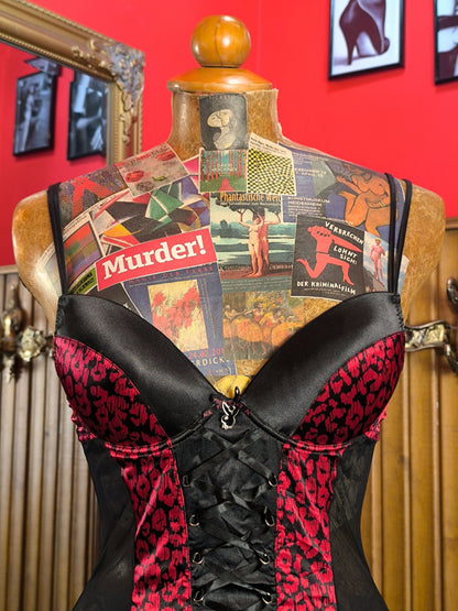 Playboy Black Red Satin & Mesh Corset – Y2K Era