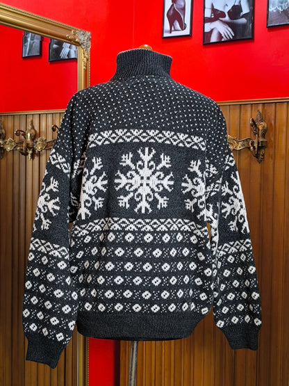 Vintage BERTO LUCCI Creazione Nordic Half-Zip Wool Sweater