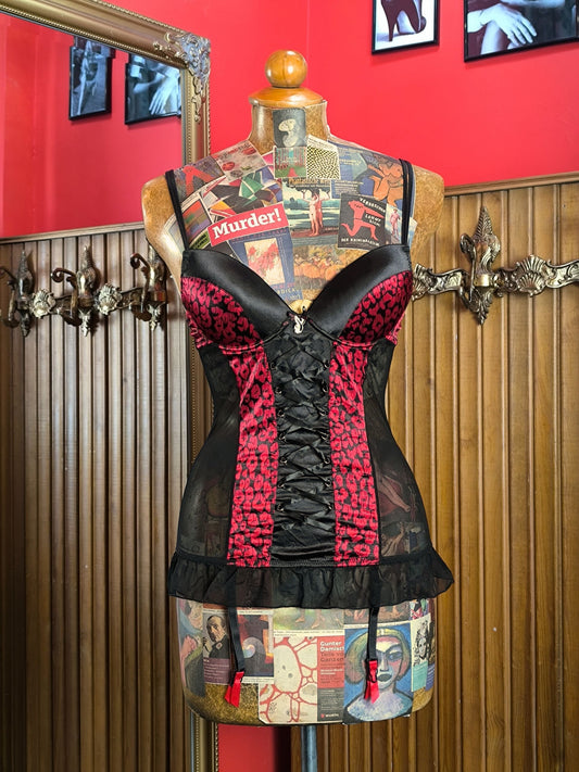Playboy Black Red Satin & Mesh Corset – Y2K Era