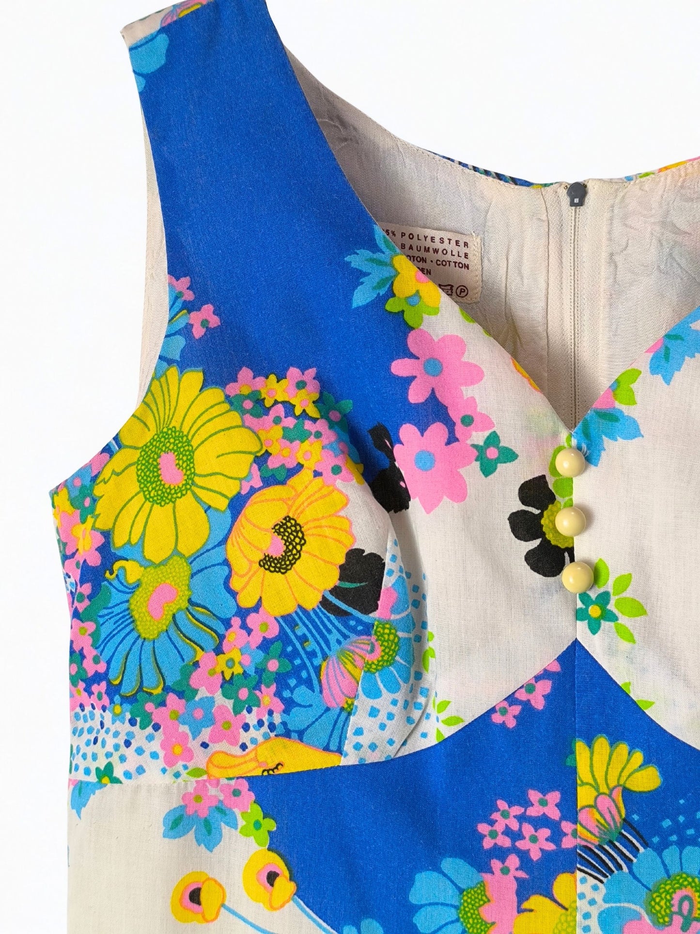 Psychedelic Floral 70s Sleeveless Dress – Diolen by DuPont