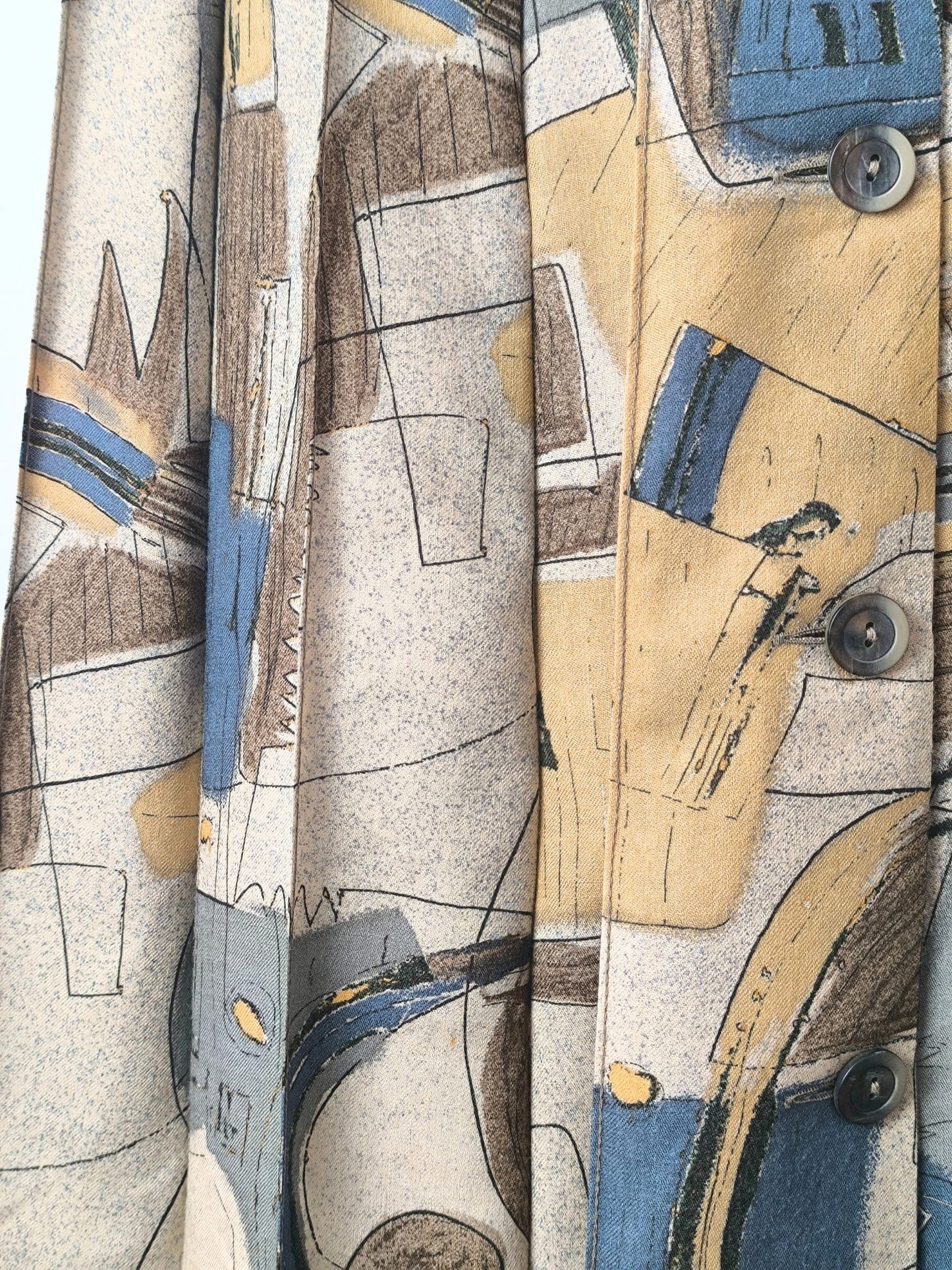 Vintage Spängler Skirt in Pure New Wool with Abstract Print