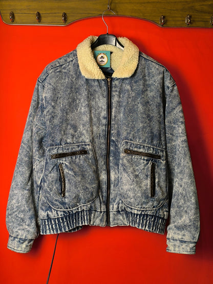Unisex Acid-Wash Vintage Sherpa Denim Jacket
