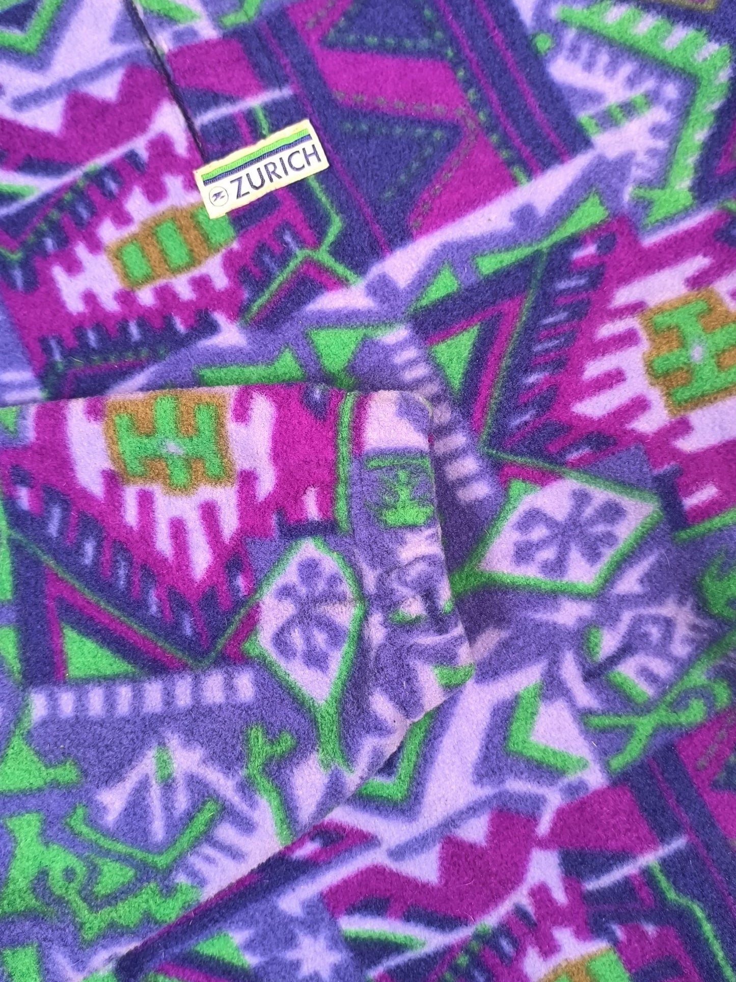 Vintage Zurich 90s Geometric Half-Zip Fleece Pullover