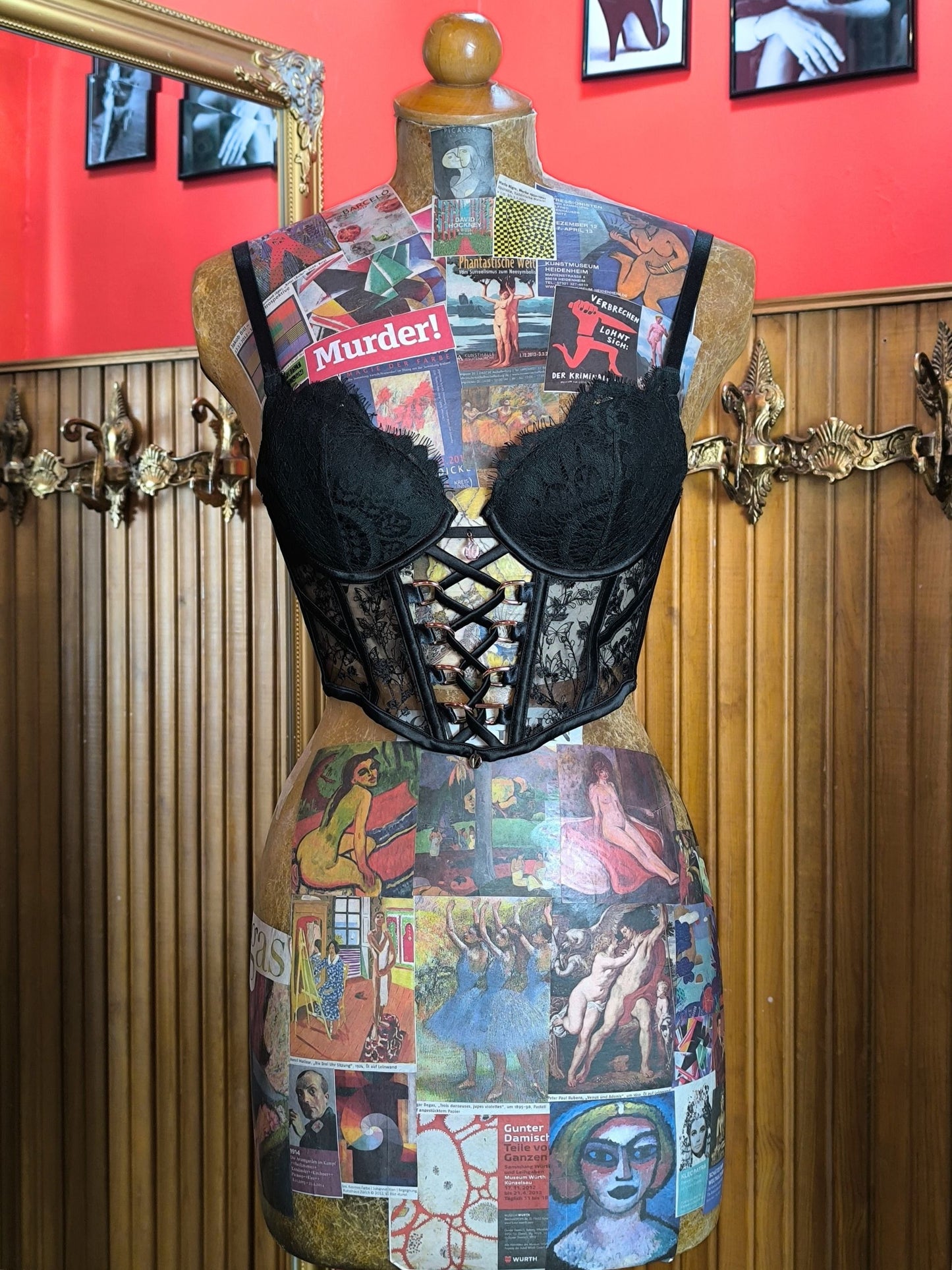 Vamp by Bras N Things Black Lace-Up Corset Top