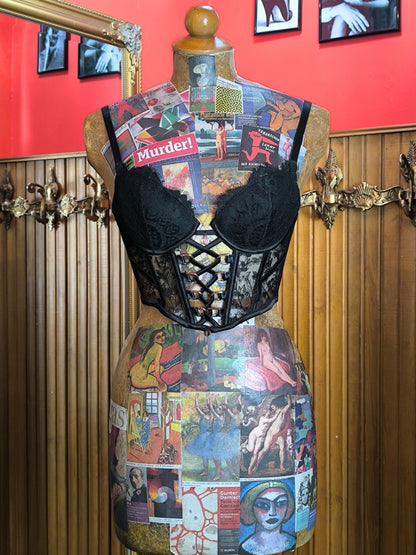 Vamp by Bras N Things Black Lace-Up Corset Top